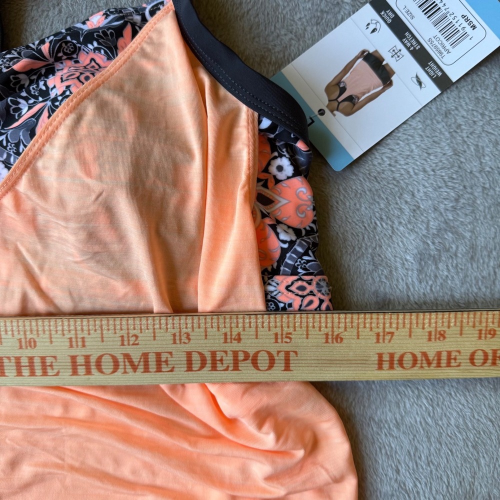 ZeroXposur Womens Tankini Swimsuit Set Apricot Orange Black Boy Shorts Large NWT - Picture 5 of 9